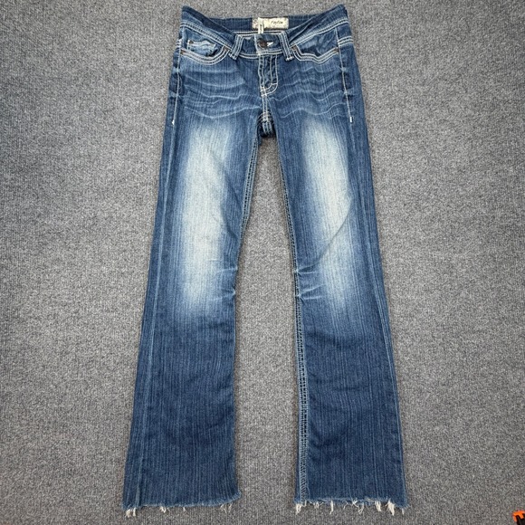BKE Payton Bootcut Jeans Womens 26R (Fits 29x30) Blue Low Rise Raw Hem Stretch - Picture 2 of 15